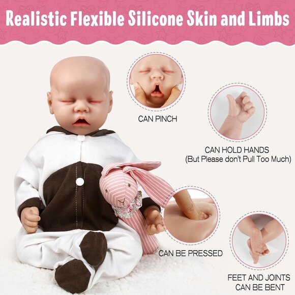 🆕 18 inch Full Silicone Baby Doll Lia Reborn Real Babies Doll with Closed Eyes - Picture 5 of 6